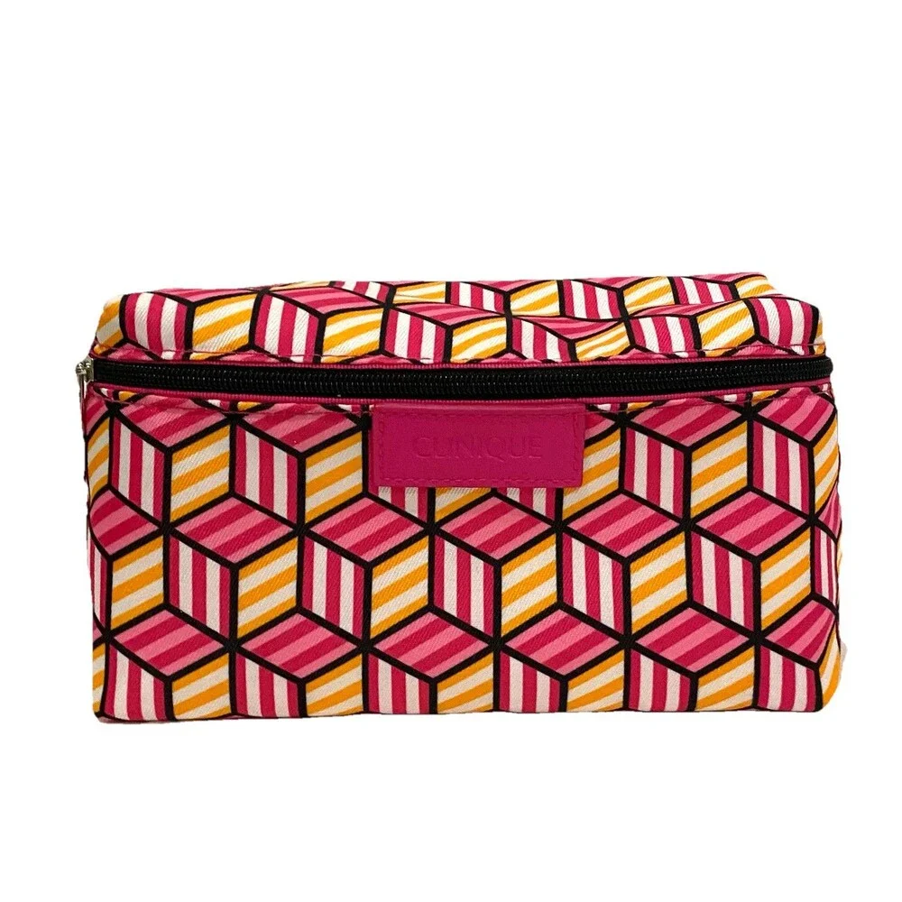 Clinique Pink Makeup Bag Cosmetic Pouch Travel Organizer Beauty Items Case